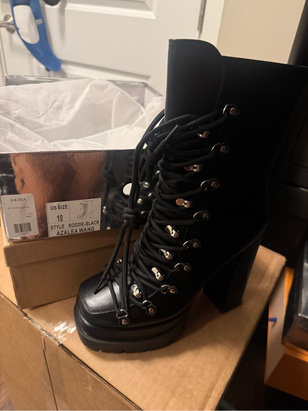 Roddie Black Platform Lace-Up Boot